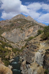 High mountain scenery with autumn colors