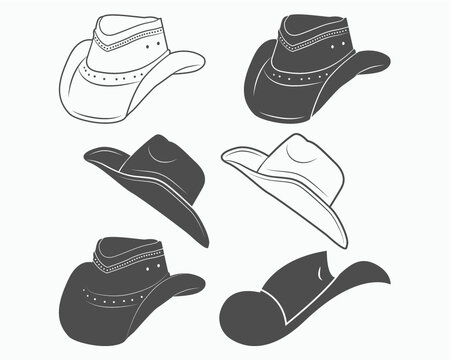 Cowboy hat sign symbol icon vector illustration, Cowboy hat vector bundle
