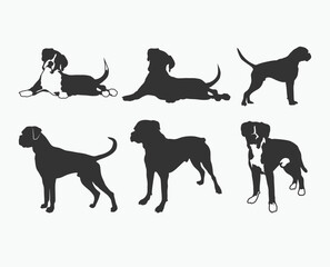 Boxer Dog Silhouettes, Dog Silhouettes, Boxer Dog