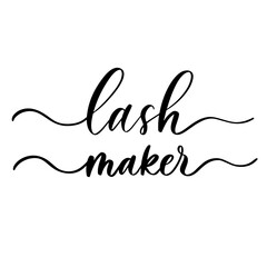 Lash maker - vector calligraphic inscription with smooth lines for the names and logos of firms,labels and design shops, beauty salons, hairdressers and your business.