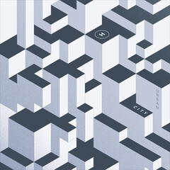 Monochrome Isometric downtown city designs. Urban city background. Modern geometric shape, good for social media post.