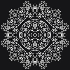 Mandala black and white illustration for coloring