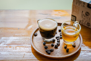 hot esspresso coffee on lunch