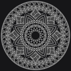 Mandala black and white illustration for coloring