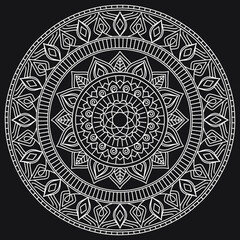 Mandala black and white illustration for coloring