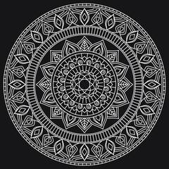 Mandala black and white illustration for coloring