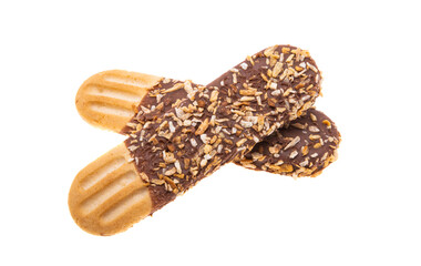 biscuit sticks in chocolate isolated