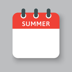 Vector square icon page calendar - season summer