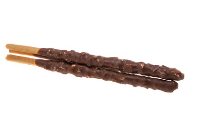 biscuit sticks in chocolate isolated