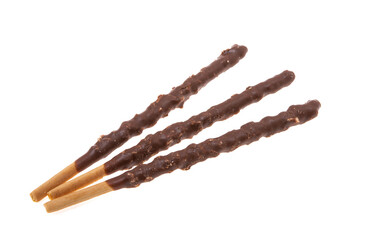 biscuit sticks in chocolate isolated