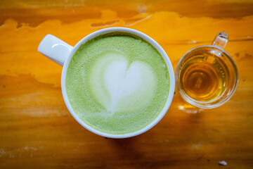 hot green tea art template