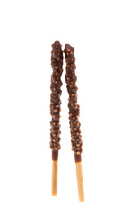 biscuit sticks in chocolate isolated