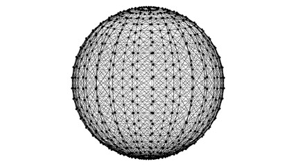3d wireframe sphere with dots and lines. 3d rendering