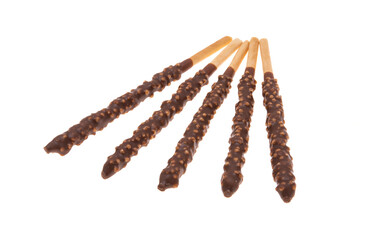 biscuit sticks in chocolate isolated