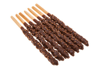 biscuit sticks in chocolate isolated