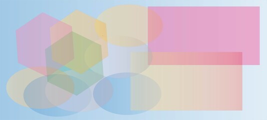 Abstract geometric pattern with translucent multicolored shapes on a soft blue background.