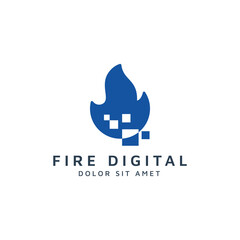fire and digital negative space logo design