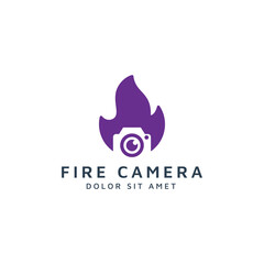 fire and camera negative space logo design