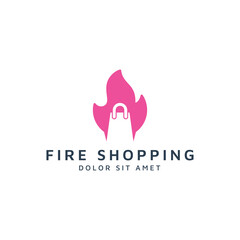 Fototapeta premium fire and shopping negative space logo design