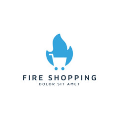 fire and shopping negative space logo design