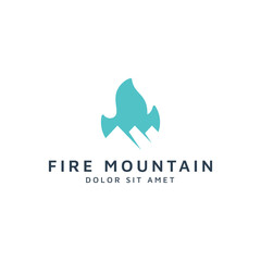 fire and mountain negative space logo design