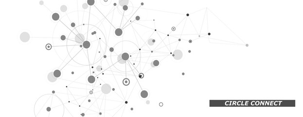 Global network connection. Digital communication. Vector design element. Abstract vector background. Vector lines, circle, dots connect in abstract style. Circle shape