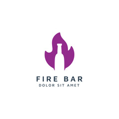 fire and bar negative space logo design