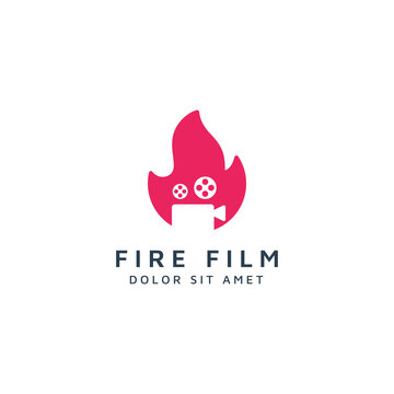 fire movie negative space logo design