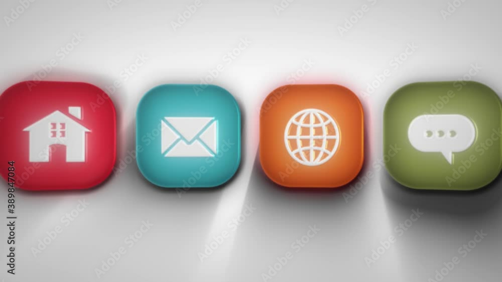 Poster 3d background of social network icons animation/ 4k animation of a cool 3d social network technology