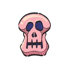 Skeleton icon in color drawing. Skull Halloween accessories decoration