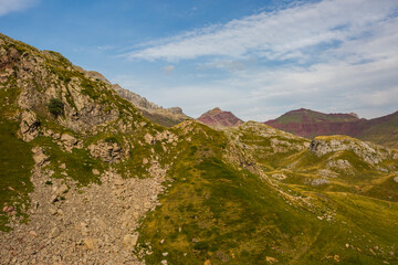 Summer mountain landscape near Aguas Tuertas and Ibon De Estanes, Pyrenees, Spain