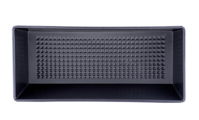 Cake form isolated on white background, copy space. Cake cup, metal mold, bakeware.