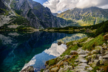 Fototapeta na wymiar Morskie Oko, or Eye of the Sea in English, is the largest and fourth-deepest lake in the Tatra Mountains, in southern Poland.