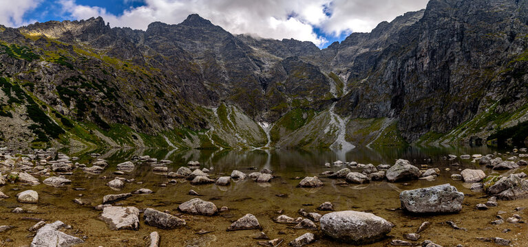 Czarny Staw pod Rysami (Black Lake below Mount Rysy) is a mountain lake on the Polish side of Mount Rysy in the Tatra mountains. At 1,583 m above sea level, it overlooks the nearby lake of Morskie Oko