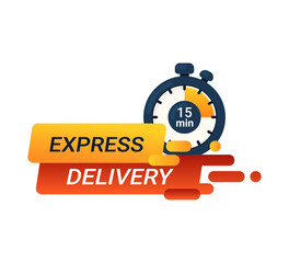 Express delivery vector banner. Stopwatch on 15 min. 