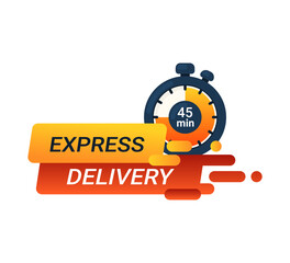 Express delivery vector banner. Stopwatch on 45 min. 