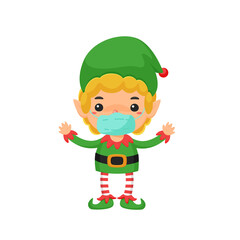 elf christmas Wear a mask to prevent the coronavirus during Christmas.