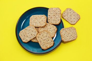 dry diet bread cookies on a decorative plate