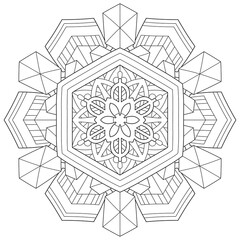 Snowflake black and white vector illustration