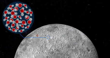 3D Illustration SOFIA found water on the surface of the moon, surface rash of the moon contains large amounts of water or H2o compounds