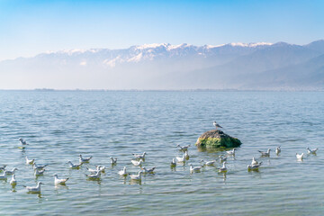 The view of Erhai lake near Dali in Yunnan province in China