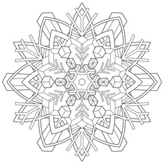 Snowflake black and white vector illustration