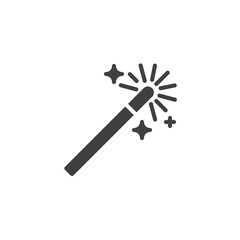 Magic wand vector icon. filled flat sign for mobile concept and web design. Magic wand stick glyph icon. Symbol, logo illustration. Vector graphics