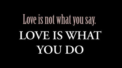 Love is not what you say. Love is what you do.