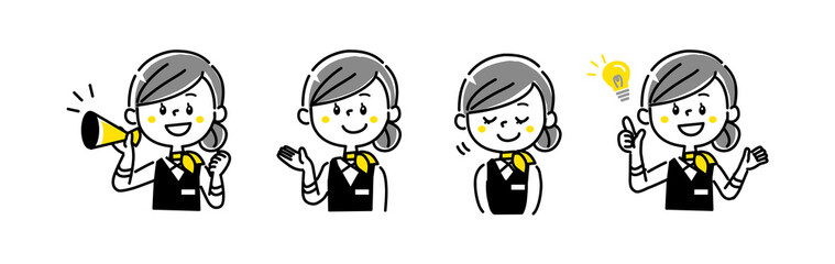 窓口　案内　スタッフ女性　ベクターイラスト　