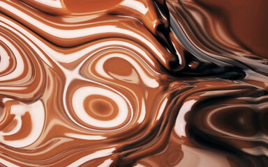Light brown hot chocolate. Abstract brown background in melted chocolate.