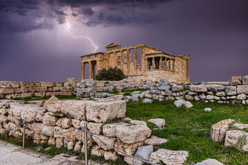 Thunderstorm over Acropolis Athens, Greece, Europe