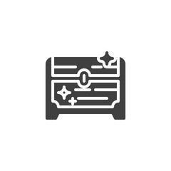 Treasure chest vector icon. filled flat sign for mobile concept and web design. Magic, fantasy chest glyph icon. Symbol, logo illustration. Vector graphics