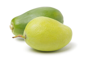 mango and papaya isolated on white background