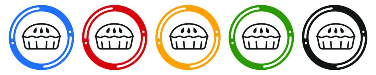 Pie icon set. flat design vector illustration in 5 colors options for web design